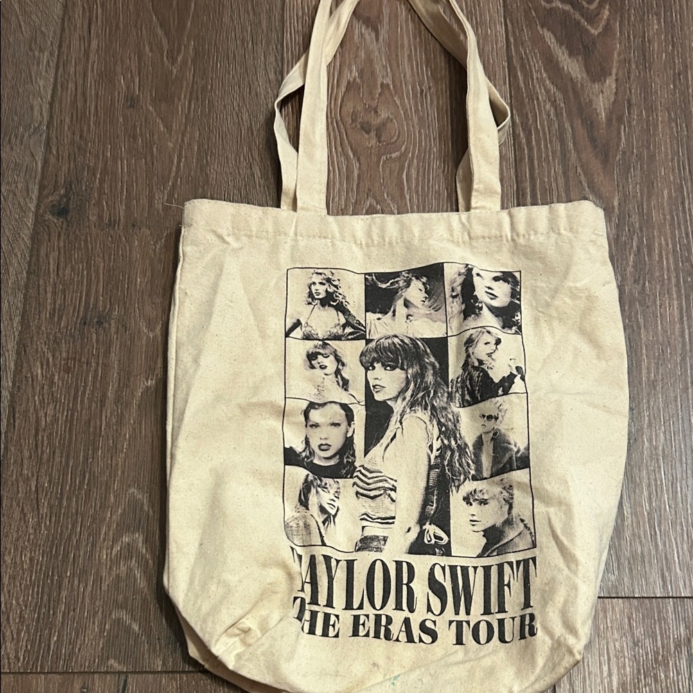 Taylor Swift Cream Tote Bag with Tour Images